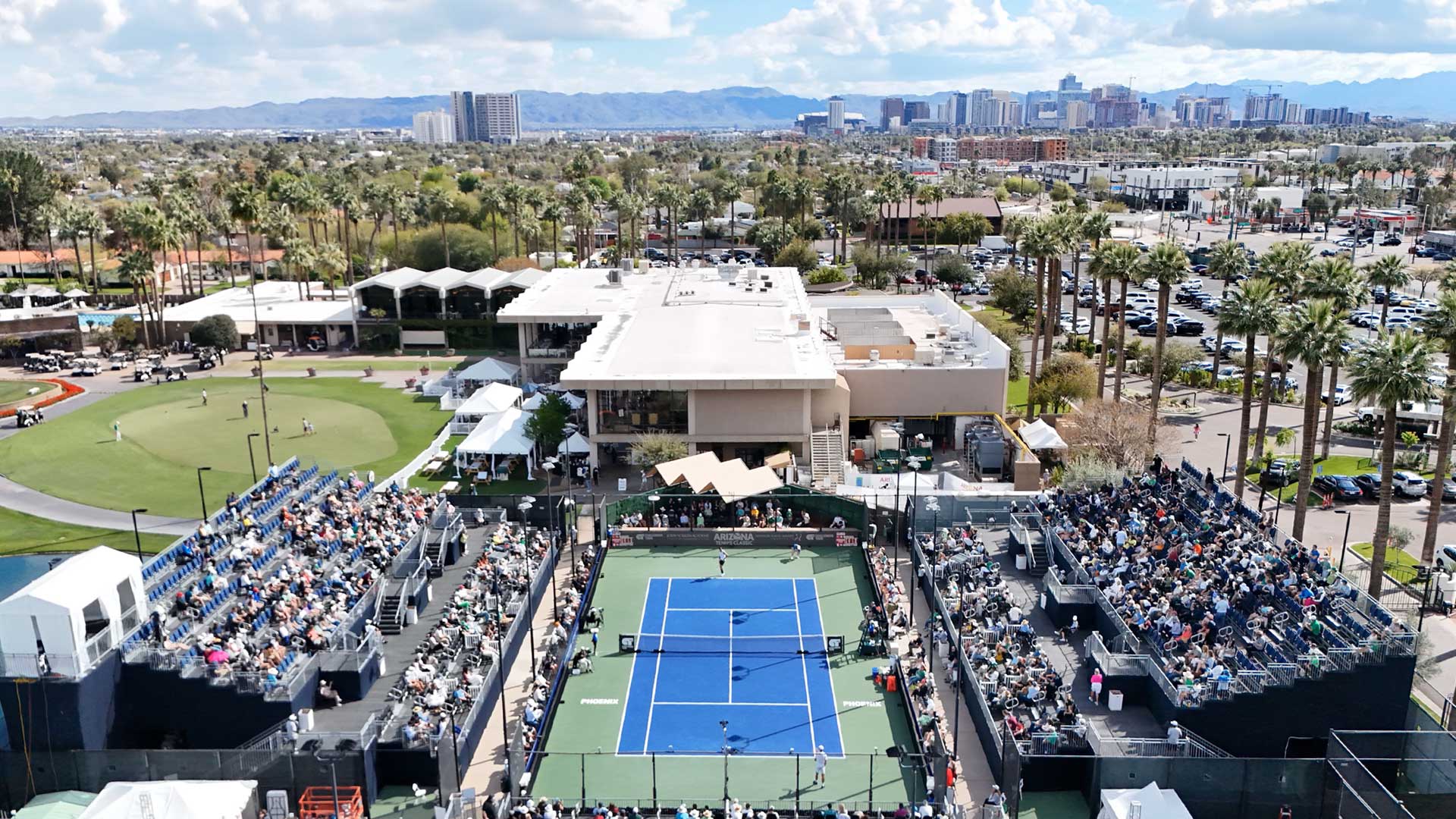 Aerial view of the 2024 Arizona Tennis Classic Finals at the Phenix Country Club